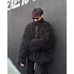 【有货】DW2462-P138冬季仿狐狸毛皮草外套男款加厚宽松棉服棉衣图片