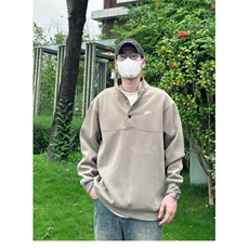 日系复古重磅宽松立领卫衣男美式工装开胸纽扣套头外套，男装卫衣，星座506A