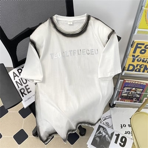 C427-P40 夏季设计感宽松休闲T恤2024新款潮牌百搭圆领短袖男现货图片