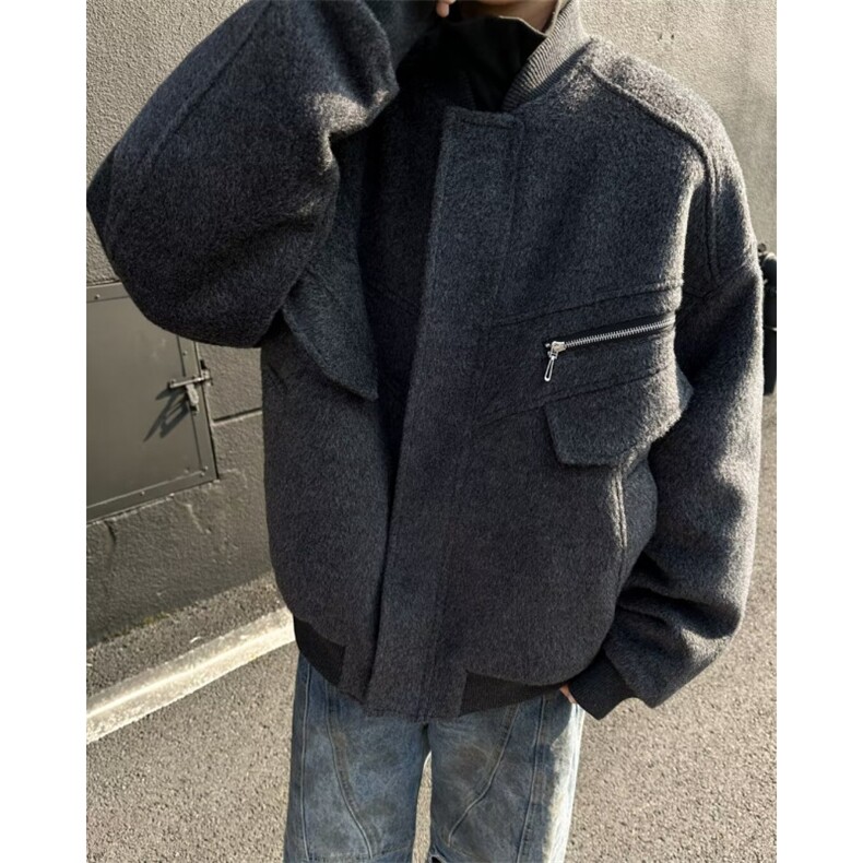 文艺气质新款冬季加厚夹棉棒球服毛呢棉服外套百搭 W9343图片