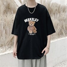 韩系简约小熊印花短袖T恤帅气大码宽松男潮517A-1-T915-P28控38，男装T恤，星座517A-1