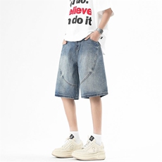 2025夏季新款拼接牛仔短裤时尚百搭五分裤M-3XL-2532-特P45，男装牛仔裤，星座417-1（原电商B245）