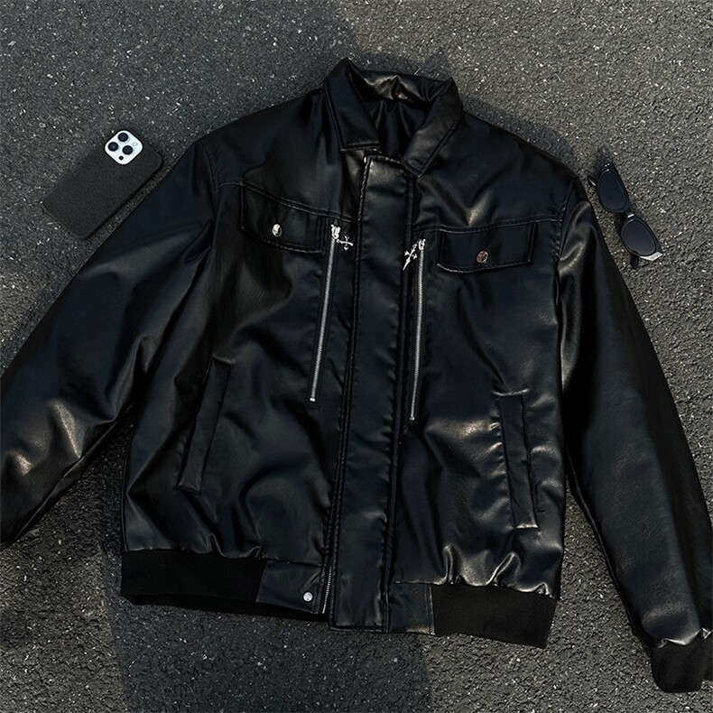 冬季宽松休闲PU皮棉衣潮加棉加厚外套XZ811A-WH020-P128,男装棉衣,星座808B
