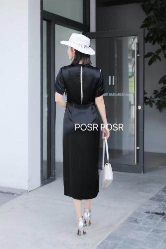 时尚醋酸连衣裙，女装连衣裙，珀莎