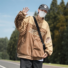 鹿皮绒机车夹克男高街帅气韩版潮流2023秋冬新款ins外套W3372-P75，男装夹克，星座412-3