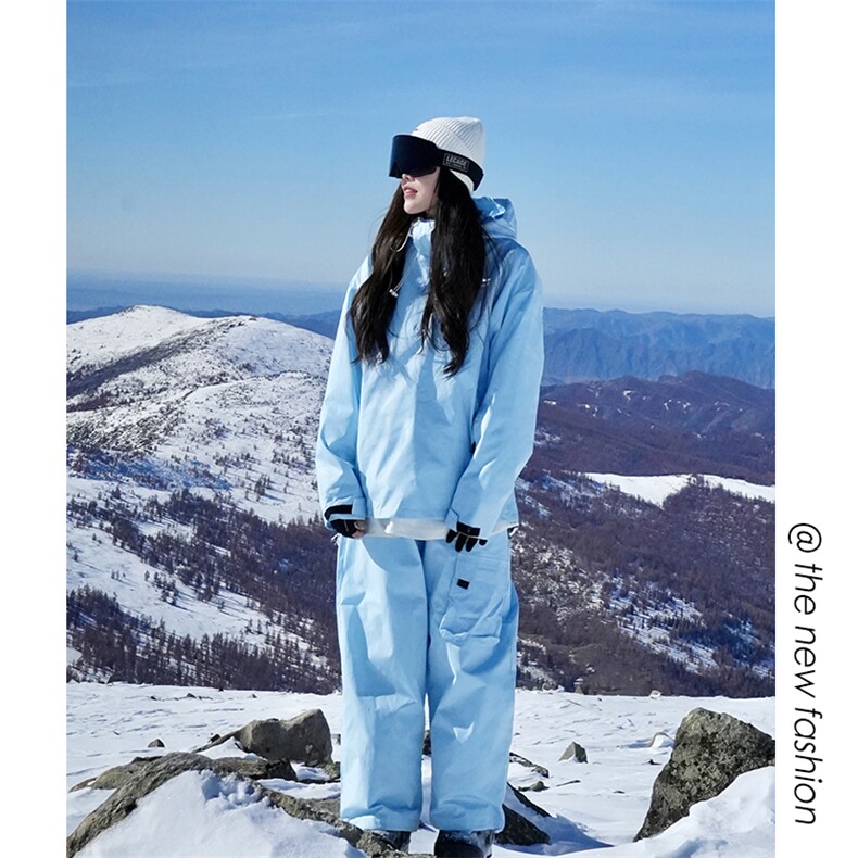 24冬新防风防水两件套滑雪服套装情侣款中性风保暖外套TZ033-P220图片