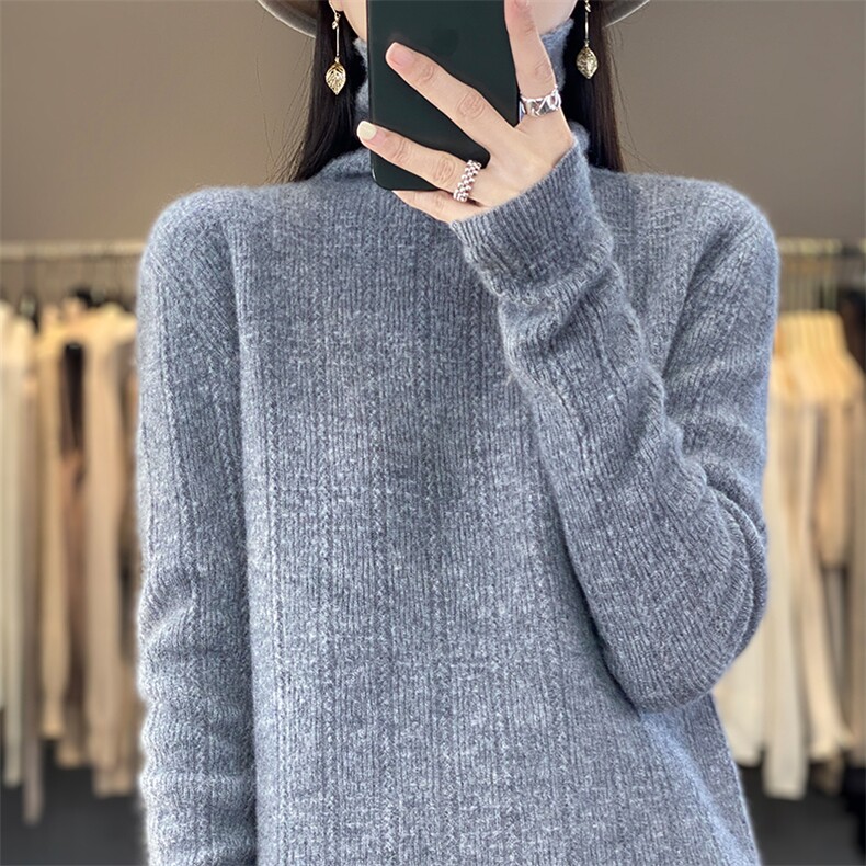 拉花堆领2024新款春秋新款时尚经典百搭羊毛衫,女装羊毛衫,片语羊绒