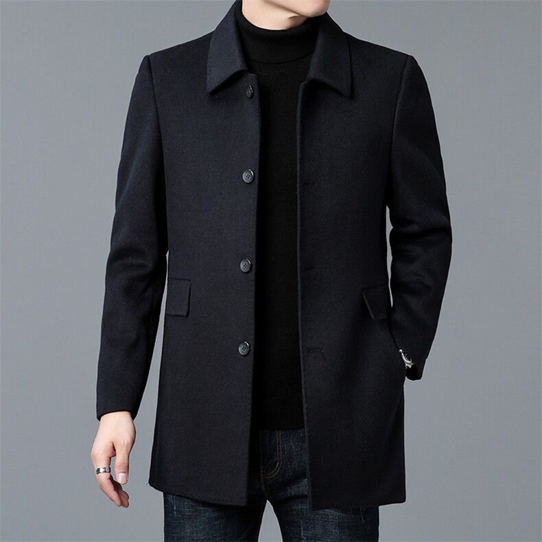 DZM2206钱塘2020-3冬季厚款商务休闲翻领中年男士毛呢大衣P300图片