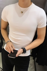 5111夏季青年休闲潮流百搭纯色圆领修身纯棉短袖T恤男p30，男装T恤，电商D303