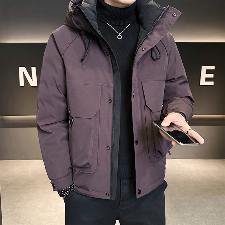 新标90白鸭绒2025年连帽时尚潮流保暖羽绒服男YR6059-P240,男装羽绒服,电商D240-242