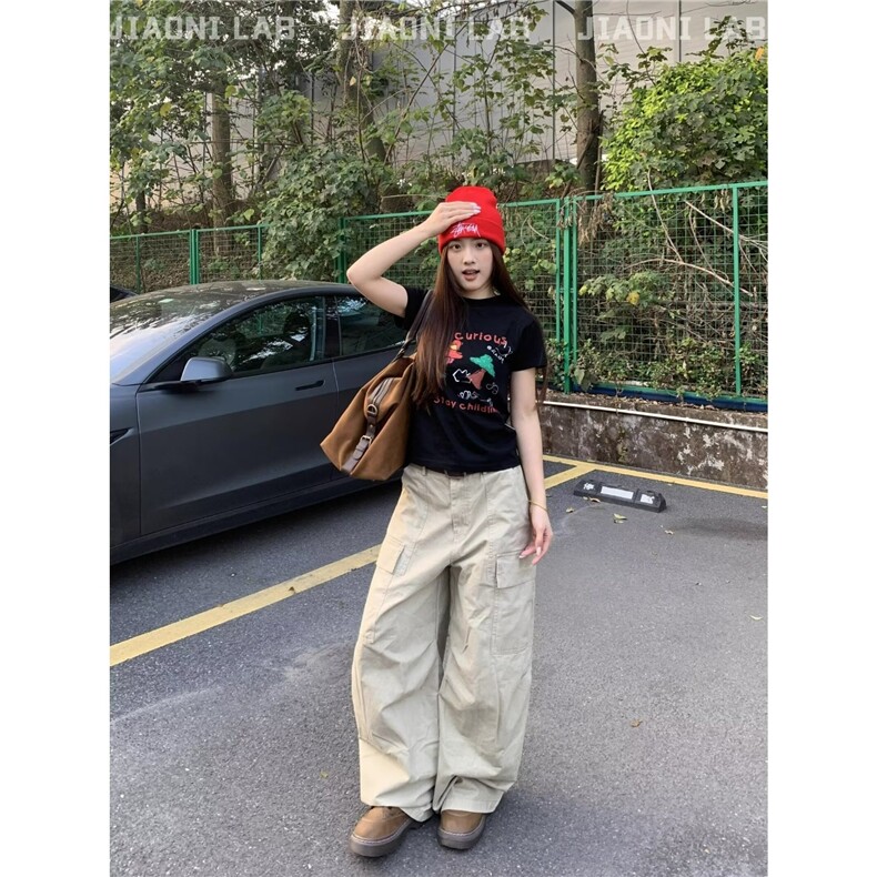 美式机能阔腿伞兵工装裤男春秋款休闲裤直筒宽松裤子外贸男裤,男装工装外套,星座506A