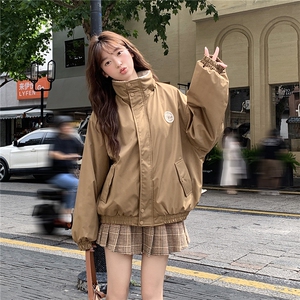 A575-P108 学院风徽章立领夹克棉服新款宽松显瘦加绒外套图片