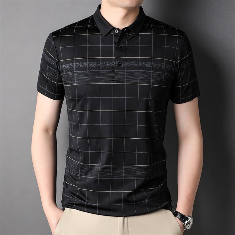夏季新款男士翻领短袖t恤中年有领男装上衣服休闲POLO衫图片