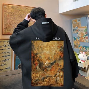 供抖音丶重磅高品棉350克排扣连帽复古圣母卫衣LW6061-特p58控78图片