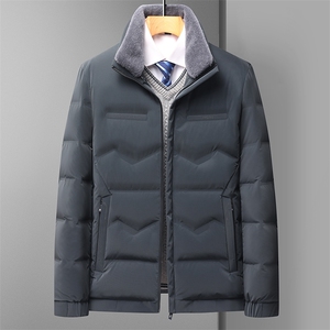 冬季新款男士可脱卸毛领休闲棉服中年宽松休闲棉衣服男装保暖外套图片
