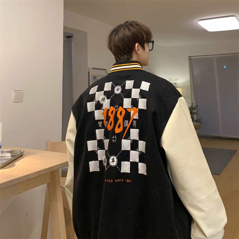 J60-P90棋格呢料拼皮夹克,男装夹克,星座1408-1