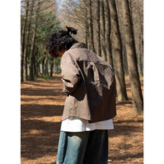 日系复古美式春秋cleanfit简约条纹长袖衬衫男宽松衬衣外，男装衬衫，星座506A