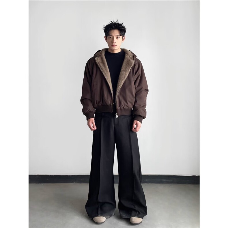 美式高街棉服男款冬季加厚连帽毛领外套痞帅夹克棉衣MF381-P98,男装夹克,星座412-3