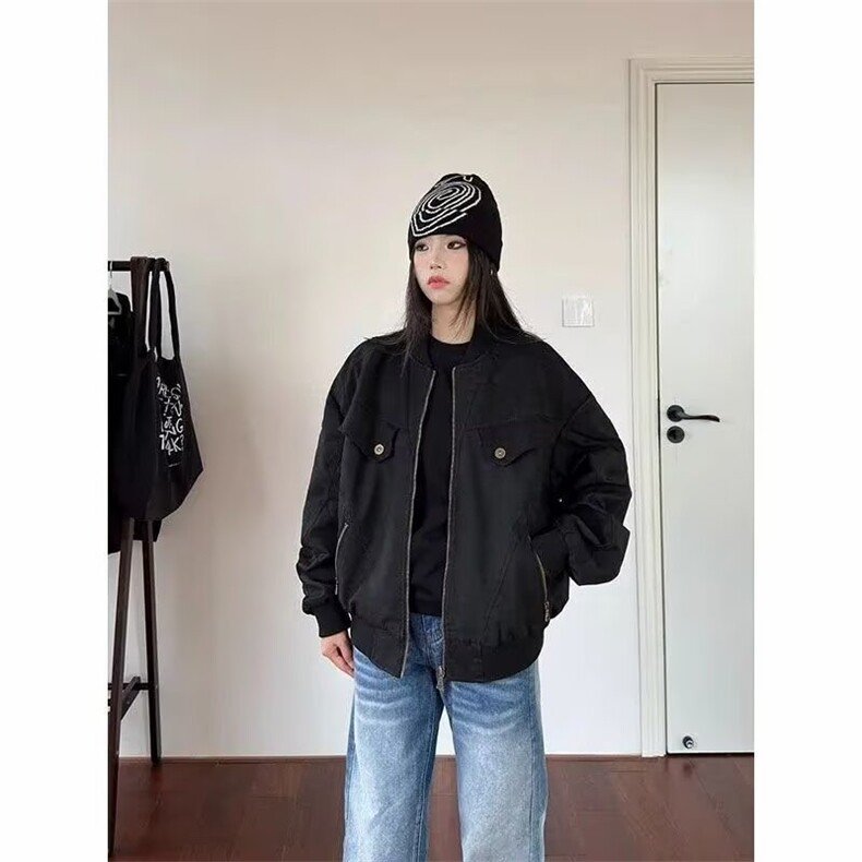 现货DJK621-特批55抖音质量工装夹克男女秋冬季休闲宽松图片