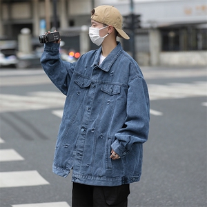 A742-P66 日系cityboy破洞牛仔外套男2023秋季美式复古潮牌夹克图片