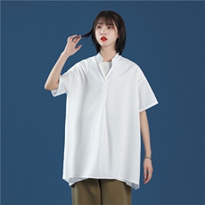 C2027/P35现货夏季男士立领衬衫男女中性风宽松休闲大码短袖衬衣，女装衬衫，电商A141