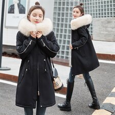 2021冬季新款时尚气质大毛领派克服，女装棉衣/棉服，贵人树