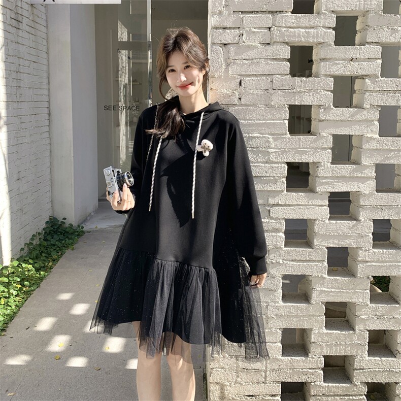 26春新款现-黑色网纱可盐可甜卫衣连衣裙2607A黑-P155K248,女装连衣裙,2B190