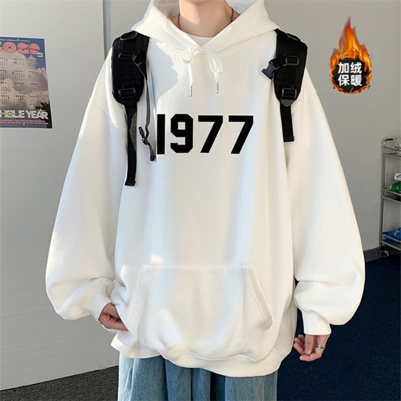 加绒连帽卫衣数字印花连帽卫衣男内搭叠穿加厚连帽卫衣青少年,男装卫衣,星座715-4