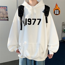 加绒连帽卫衣数字印花连帽卫衣男内搭叠穿加厚连帽卫衣青少年，男装卫衣，星座715-4