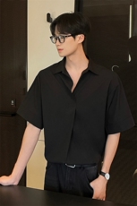 薄款短袖垂感冰丝衬衫5X4042-TP2039轻熟风宽松套头衬衣男夏，男装T恤，电商A102