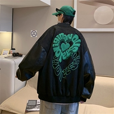 2023春季休闲夹克设计感小众新款韩版宽松拼皮上衣外套W2927-P62，男装夹克，星座512-2
