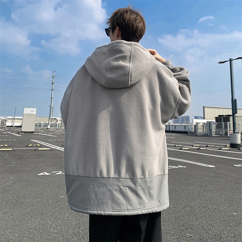 8XL-M大码摇粒绒卫衣套头连帽半拉链宽松美式复古外套WY9103/P68,女装短外套,电商B238