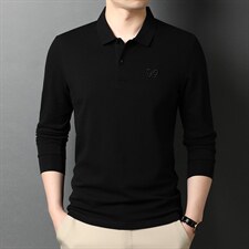 男士长袖翻领Polo衫2023秋季新款纯色中年商务休闲时尚百搭T恤，男装T恤，电商B212（原钱塘6029）