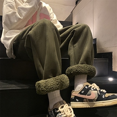 麂皮绒羊羔毛重磅束脚长裤M~5XLXZ604-KP87-P65控78，男装休闲裤，星座604