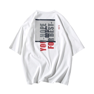 2021夏季新款短袖t恤男潮流港风休闲五分中袖上衣服 DS341TP25图片