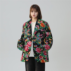 XF9035/P65春装新款东北大花西服男女风个性宽松花上衣外套，男装西服，电商A141