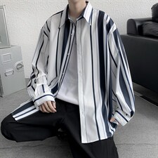2022新款韩版免烫条纹衬衫男长袖休闲宽松百搭衬衣W3027-P36，男装衬衫，星座512-2