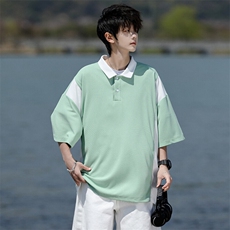 8XL-M拼接撞色短袖t恤男款夏季新款半袖POLO衫加肥加大码DT004P38，男装Polo衫，电商B312