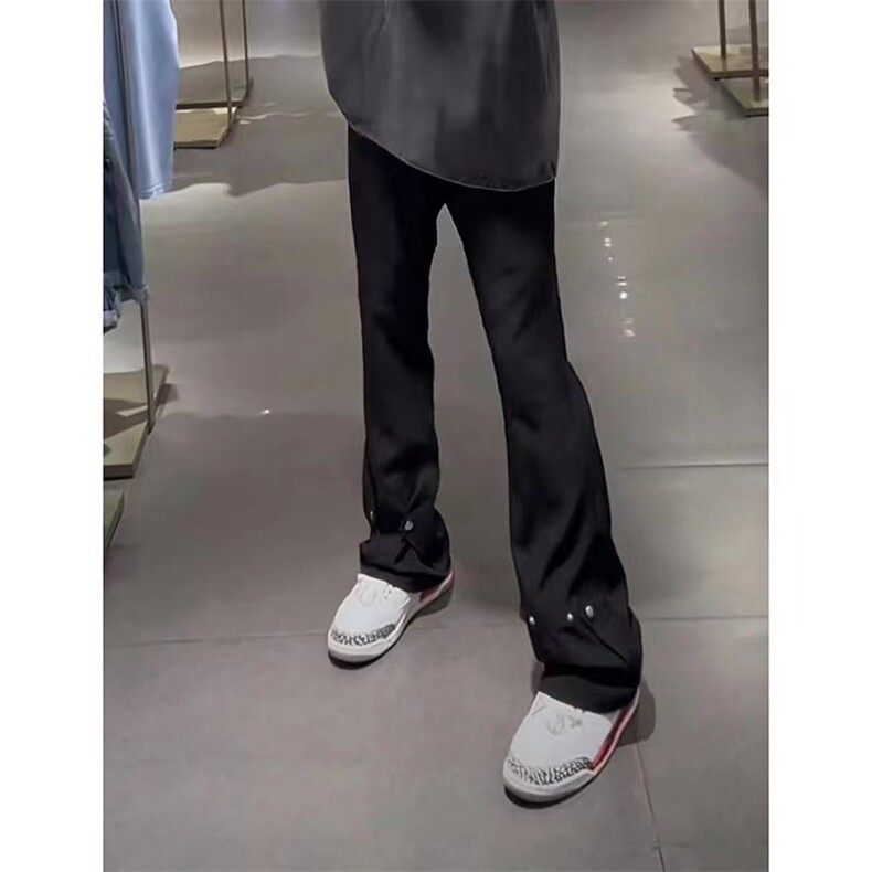 美式高街 hiphop冰丝铆钉微喇休闲裤货号K2425P55图片