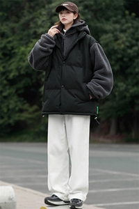 2024冬款青少年羊羔绒棉服假两件棉衣外套男女 8338-P130控价178图片