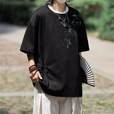 满天星布垂感刺绣圆领短袖T恤T5500P35，男装T恤，星座1116-2