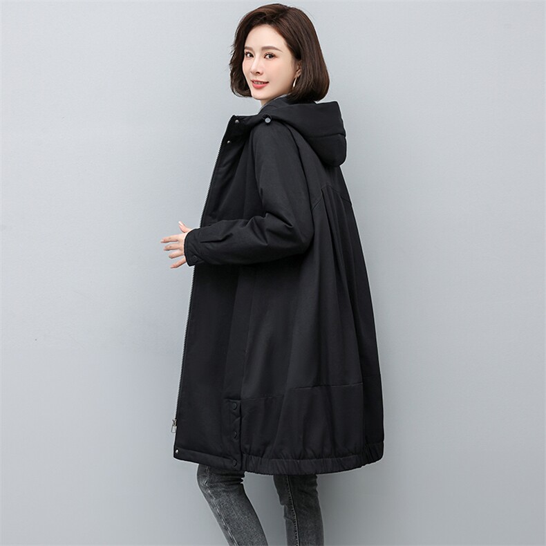 派克服棉衣中长款2022年新款加绒加厚妈妈大码宽松外套,女装派克服,忆绮罗