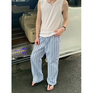 美式复古条纹长裤男女夏松弛感阔腿裤显瘦宽松休闲裤子LAK600-P45