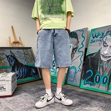 夏季薄款破洞牛仔短裤男宽松外穿中裤ins直筒阔腿五分裤31066-p42，男装牛仔裤，星座1008