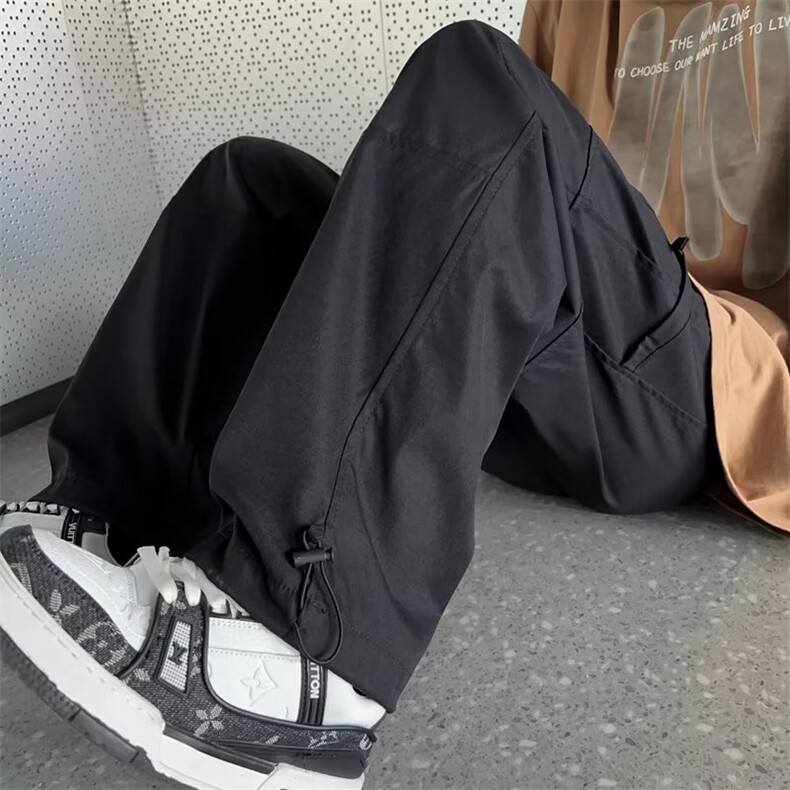 直筒工装裤男款春秋季男士美式潮牌高街复古宽松休闲阔腿长裤子男，男装工装外套，星座601-1