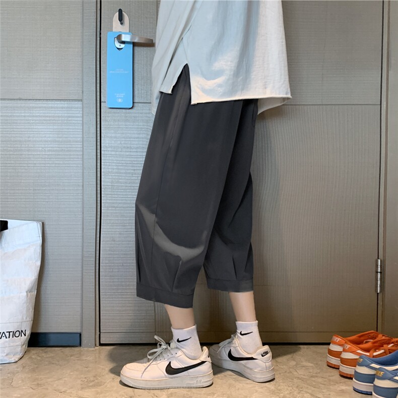 裤子男潮流2023新款春夏季薄款冰丝运动七分休闲裤2077-特批20,皮西装搭配什么上衣图片