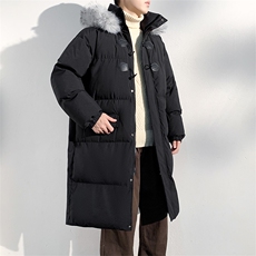 现货中长款棉衣男冬季加厚棉袄宽松连帽毛领棉服外套M107-P120，男装棉衣，星座308B-2