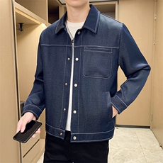 秋季轻熟抖音小伙牛仔明线纯色休闲夹克店主风A236-JK5036-P120，男装夹克，电商A236