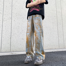 2024夏季美式潮牌微喇阔腿裤高街宽松牛仔裤男款现货K7871-P46，男装牛仔裤，星座512-3