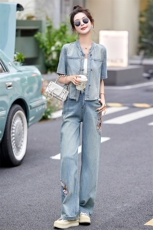 2024夏装新款牛仔套装夏季无袖牛仔裤两件套，女装套装/套裙，众宇琦